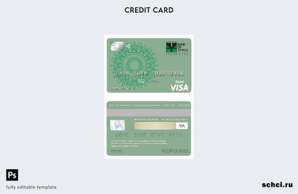 скачать шаблон визовой карты Benin Bank of Africa в цифровом формате